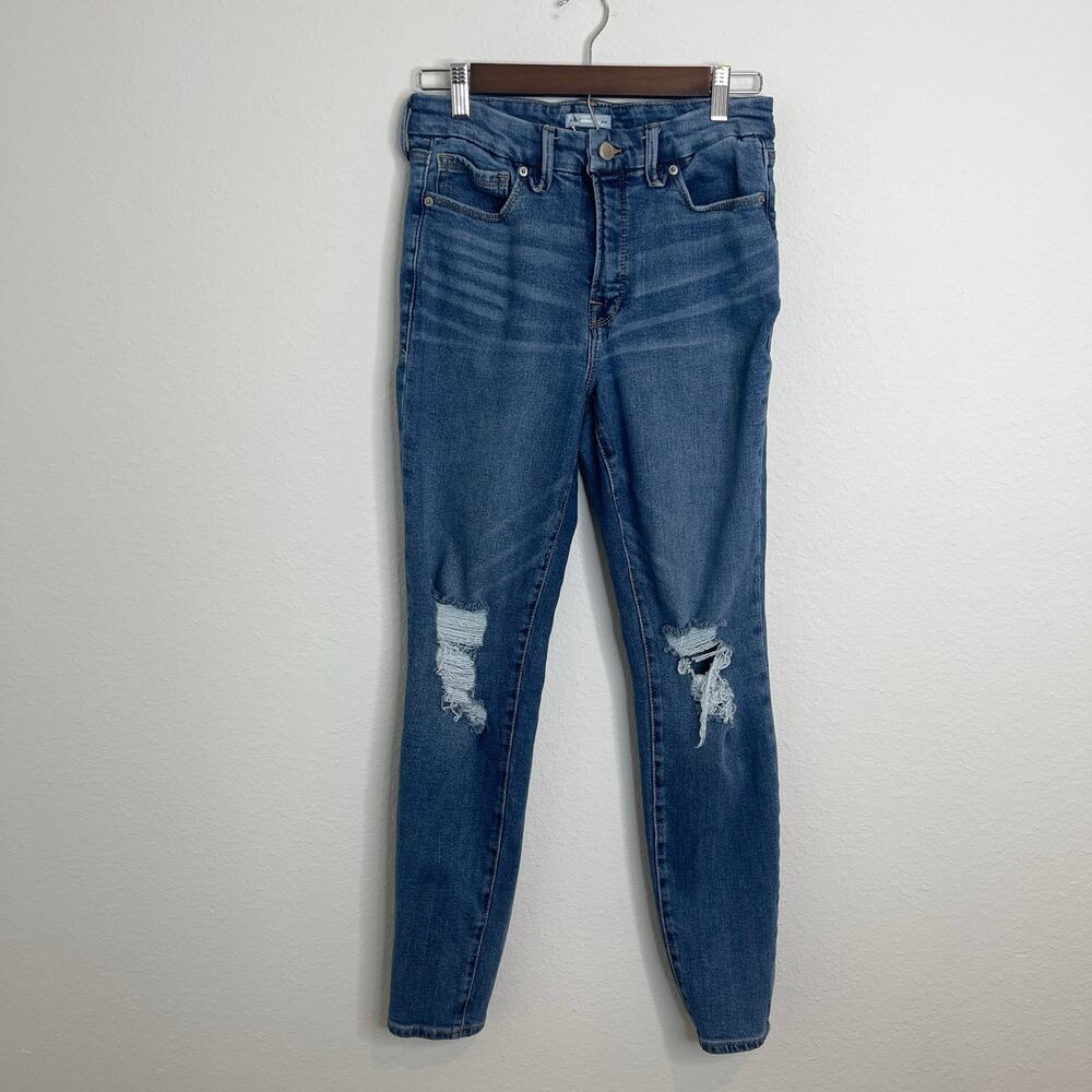Good American Skinny Jeans Size 6 28 Blue Distressed Stretch Denim Women’s